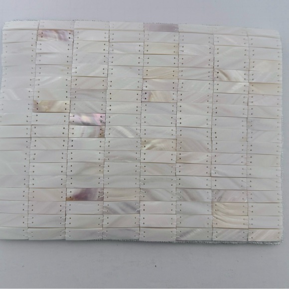 Mad by Design Mother of Pearl Beads Sequins Clutch or Handled White Spun Silk - Picture 12 of 13